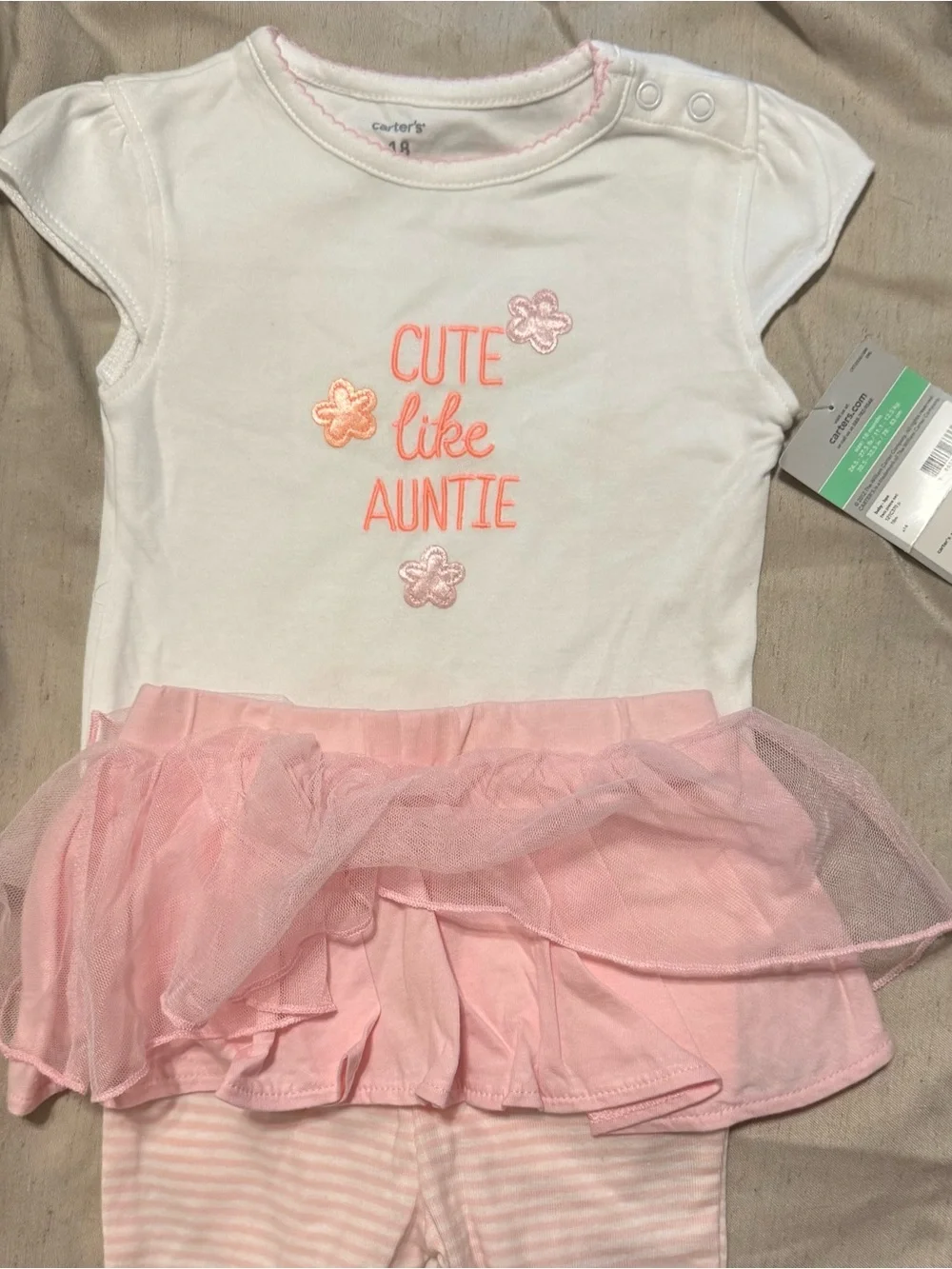 Cute Like Auntie Pink Tutu Baby Outfit - carters - 18 month